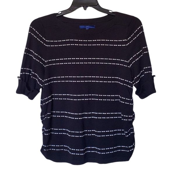 Apt. 9 Tops - APT.9 Women's Black and White Striped Short Slv Sweater Top Lightweight Size PXL